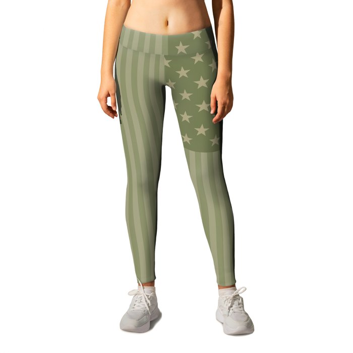 Camo Stars and Stripes – USA Flag in Military Camouflage Colors [FalseFlag 1] Leggings | Vector, Political, Graphic-design, Vintage