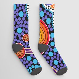 Authentic Aboriginal Art - The Journey Blue Socks