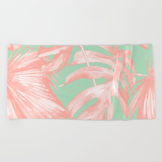 Island Love Seashell Pink + Mint Green Beach Towel