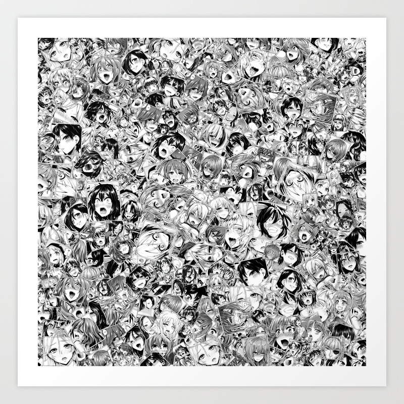 Manga Ahegao Art Print By Dima V Society6 Smiley emoji emoticon discord emote, smiley, face, head png. manga ahegao art print by dima v