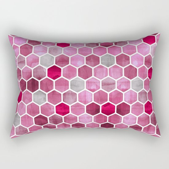 Pink Ink - watercolor hexagon pattern Rectangular Pillow