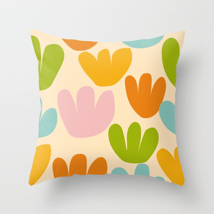 Colorful Bloom - Pink & Green Throw Pillow