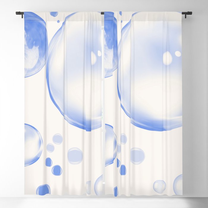 Blue Digital Soap Bubble Blackout Curtain