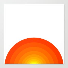 Sunrise - 70s style - Retro - Vintage Colors (Ten Color Variations from Reddish Orange to Yellow) - Concentric Semicircles pattern - Geometric Abstract art Canvas Print