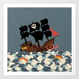 Pirates on stormy seas Art Print
