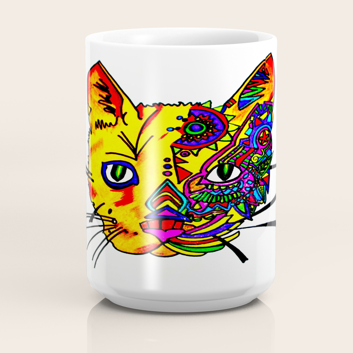 Cat Face In Color Coffee Mug By Lennyfdzz Society6