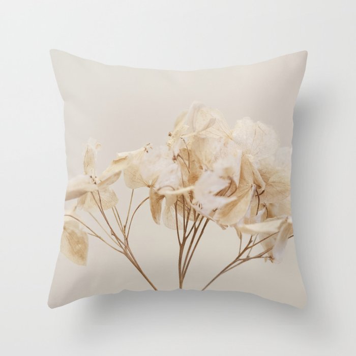 Natural Beige Flower Botanical Throw Pillow