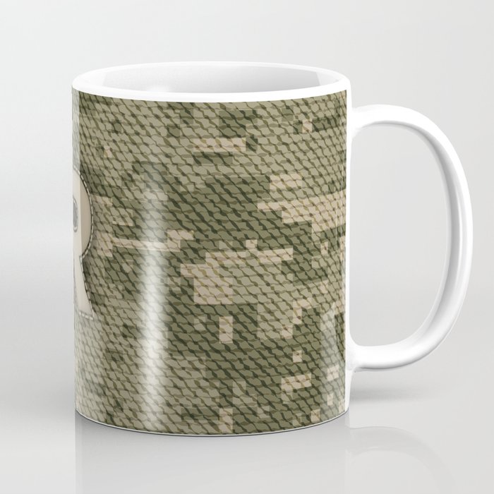 Personalized R Letter on Green Military Camouflage Army Design, Veterans Day Gift / Valentine Gift / Military Anniversary Gift / Army Birthday Gift  Coffee Mug