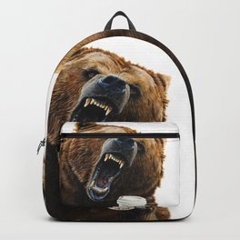 " Grizzly Mornings " give that bear some coffee Backpack