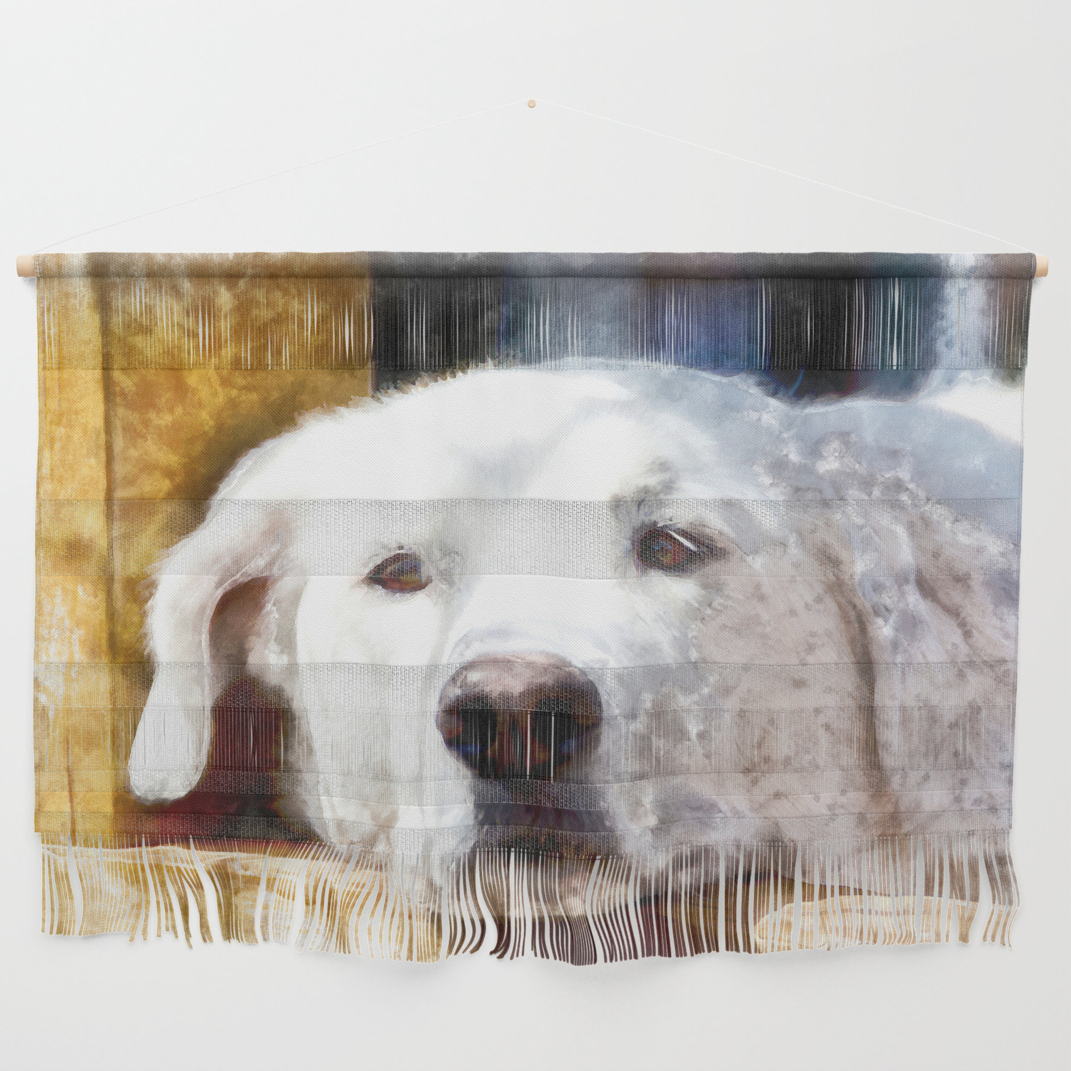 White Labrador Dog Lying Down Relaxing Watercolor Painting Style