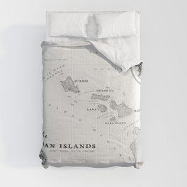 The Hawaiian Islands [Black & White] Map Print Comforter