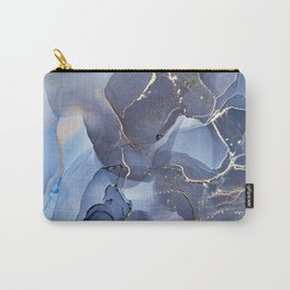 Dusty Blue + Slate + Gold Abstract Smoky Skies Carry-All Pouch