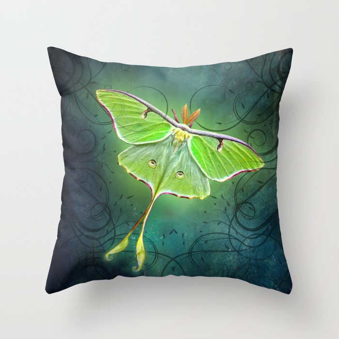 Luna Moth Throw Pillow