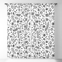 Black and white botanical pattern Blackout Curtain