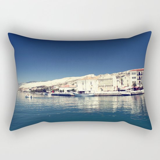 White and dark blue Rectangular Pillow