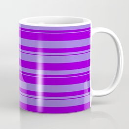 [ Thumbnail: Purple & Dark Violet Colored Stripes/Lines Pattern Coffee Mug ]