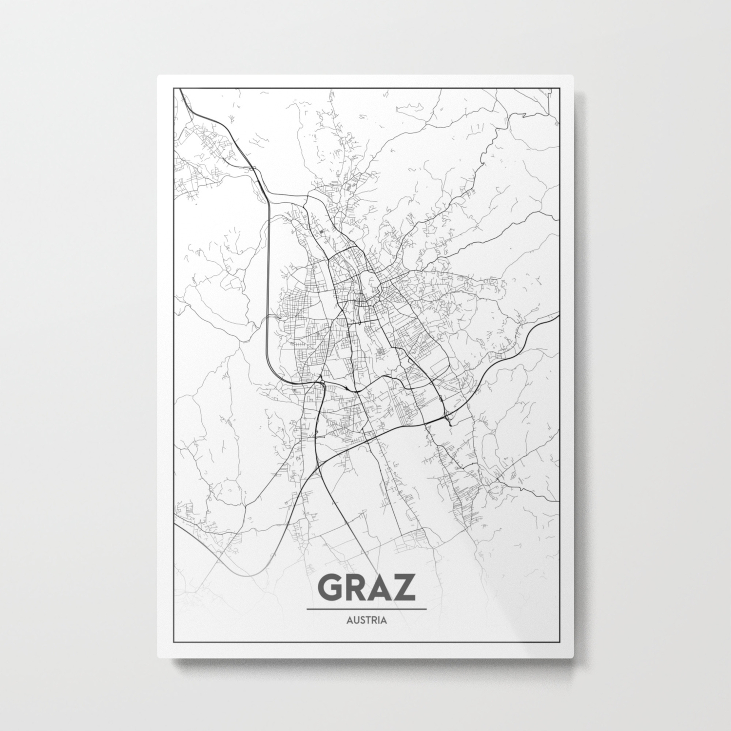 Minimal City Maps Map Of Graz Austria Metal Print By Valsymot Society6