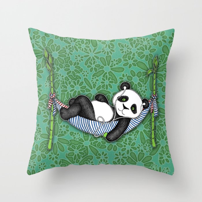 iPod Panda - The Lazy Days Throw Pillow by micklyn | Society6