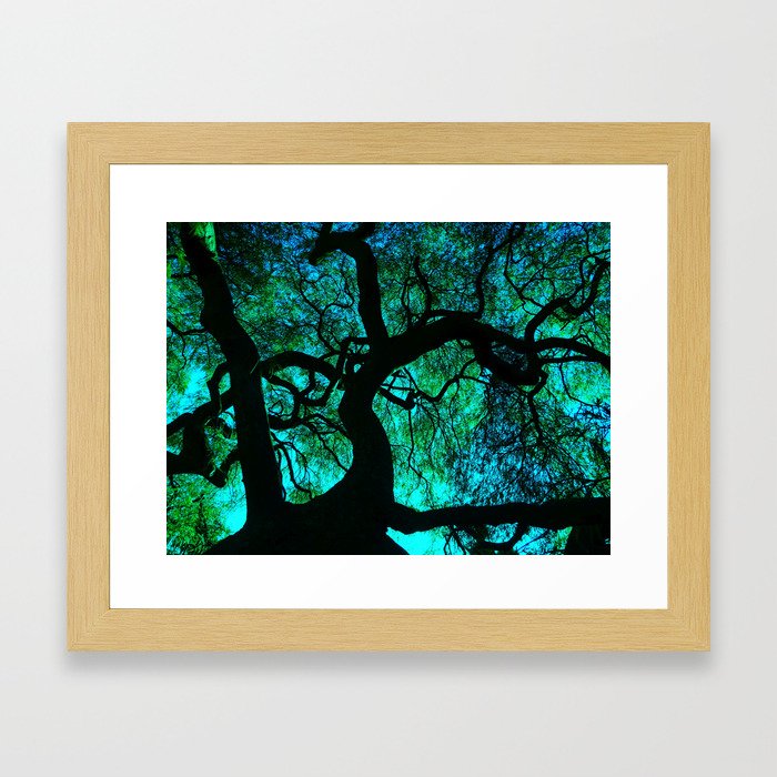 Under The Tree Blue and Green Framed Art Print
