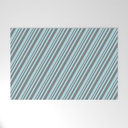 [ Thumbnail: Grey and Powder Blue Colored Lines/Stripes Pattern Welcome Mat ]