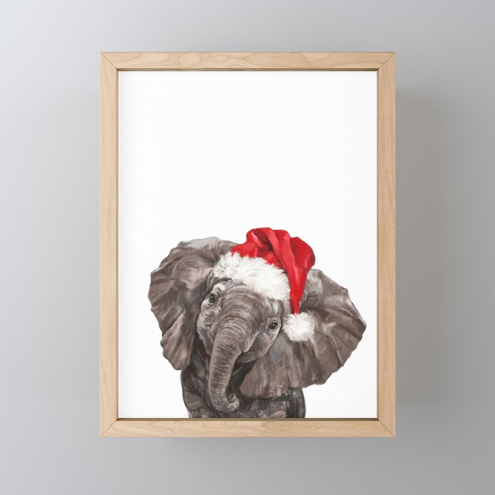 Christmas Baby Elephant Framed Mini Art Print