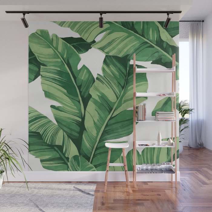 Tropical banana leaves Wall Mural by catyarte | Society6