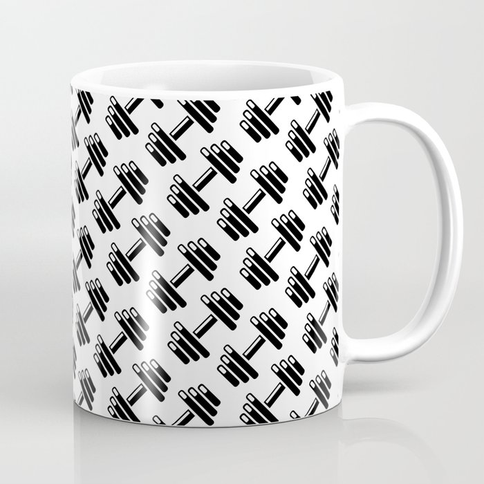 Dumbbellicious / Black and white dumbbell pattern Coffee Mug