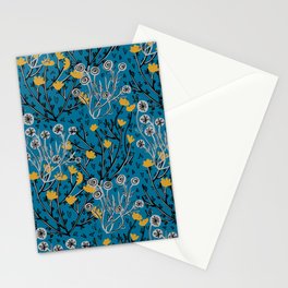 Flowering Bush - Blue Stationery Card