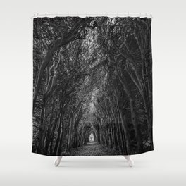 The Haunted Forest Path Black and White Photographic Art Print Shower Curtain