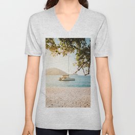 Fitzroy Island Catamaran | Cairns Australia Tropical Beach Sunset Photography V Neck T Shirt
