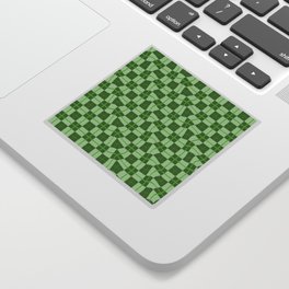 Warped Checkerboard Grid Illustration Vibrant Green Sticker