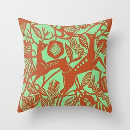 Vintage Forest Animals Design Throw Pillow