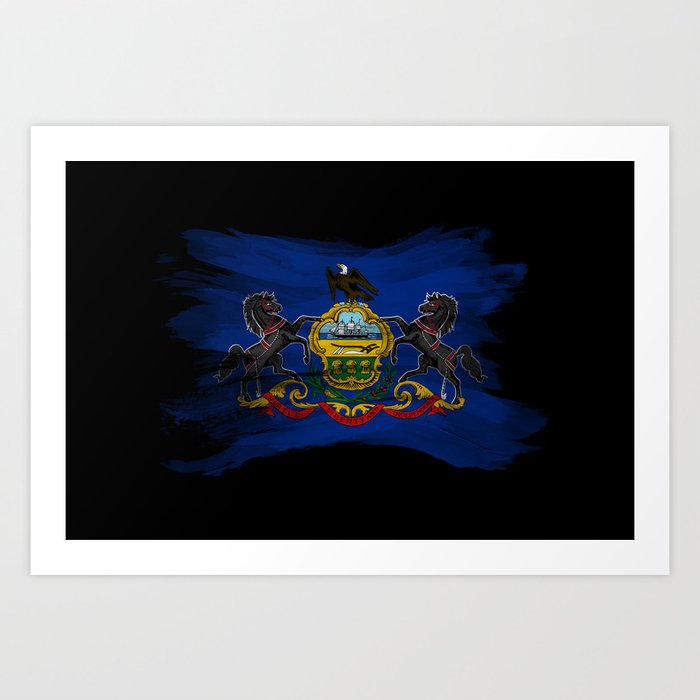 Pennsylvania state flag brush stroke, Pennsylvania flag background Art Print