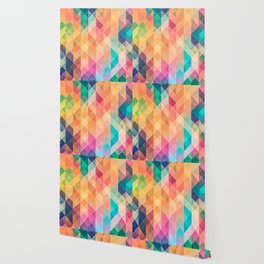 RAINBOW GEOMETRY. SQUARES AND TRIANGLES IN COLOR Wallpaper