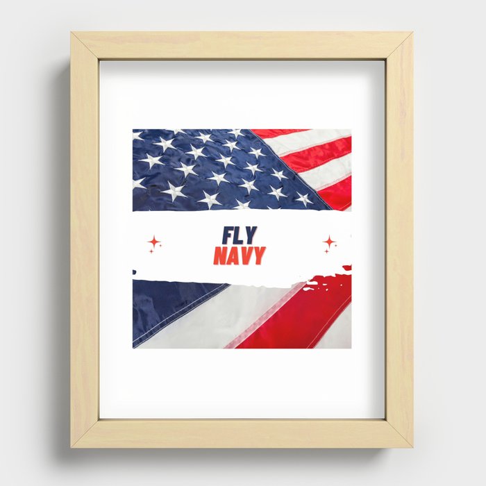 A well-design logo of "Fly Navy" Recessed Framed Print