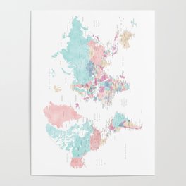 Detailed watercolor world map Carmen Poster