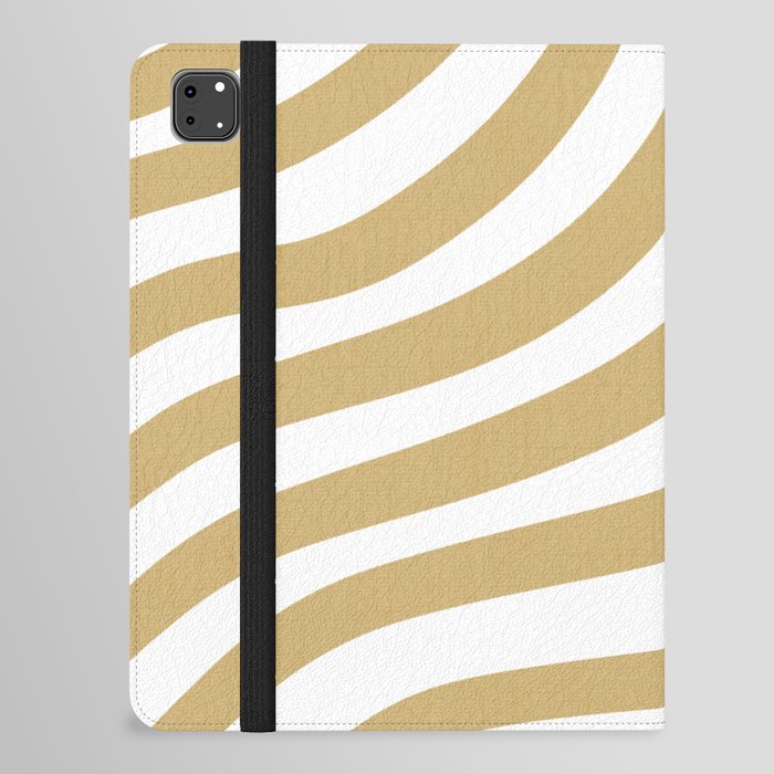 Luxe Gold Wavy Seaside Ocean Resort Modern Contemporary White Metallic Rich Stripes iPad Folio Case