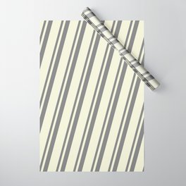 [ Thumbnail: Gray & Beige Colored Lines/Stripes Pattern Wrapping Paper ]