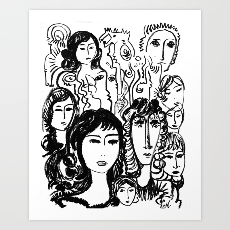 Black And White Girls Sketches Graffitis Art Print By Emmanuelsignorino Society6,Easy Draw So Cute Girl