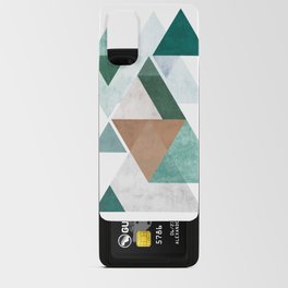 Geometric triangles with texture | Green, blue, grey and brown colored Android Card Case