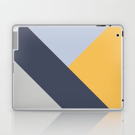 Navy blue diagonal stripe with colorful triangles Laptop Skin