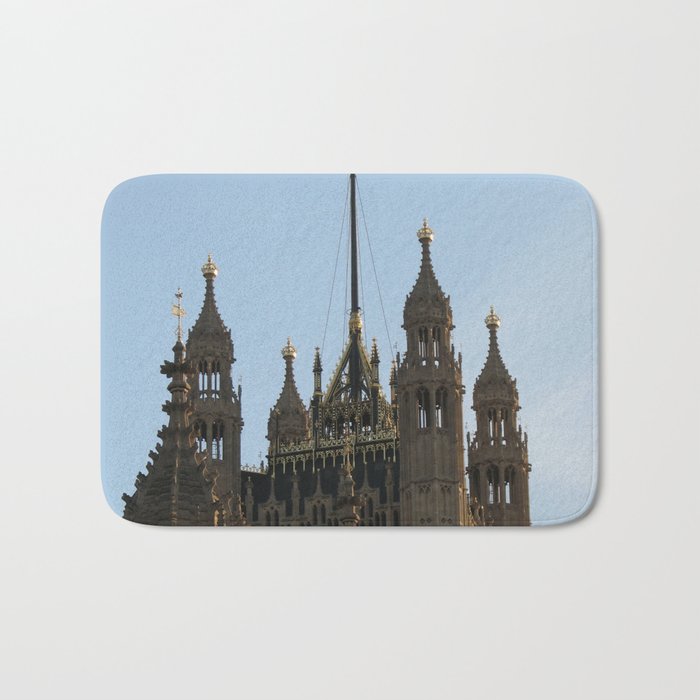 Great Britain Photography - Victoria Tower With The Great Britain Flag Bath Mat
