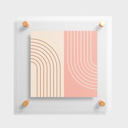 Abstract Geometric Rainbow Lines 13 in Terracotta Blush Beige Floating Acrylic Print