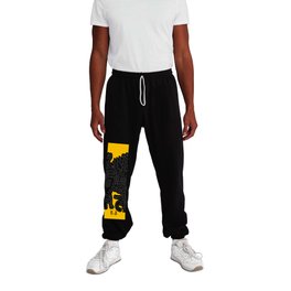 Black and White Cool Monsters Graffiti on Yellow Background Sweatpants