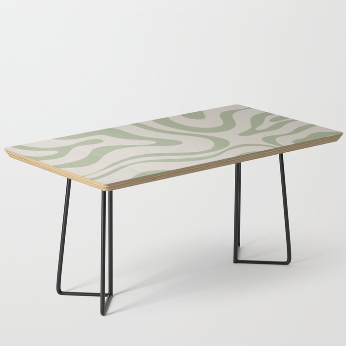 Liquid Swirl Abstract Pattern in Almond and Sage Green Coffee Table