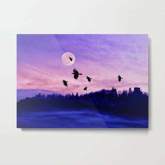Crow moon Metal Print