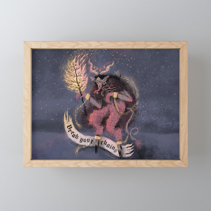 Krampus – Break your Chains! Framed Mini Art Print