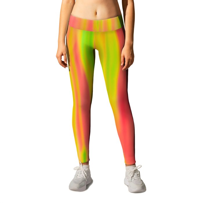 Abstract Neon Watercolor - Tropical Stripes 3050 Leggings