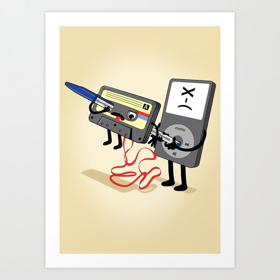 Killer Ipod Clipart (Murder of Retro Cassette Tape) Art Print