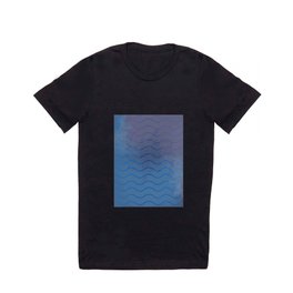 Blue Ombre Wavy Abstract Pattern T Shirt